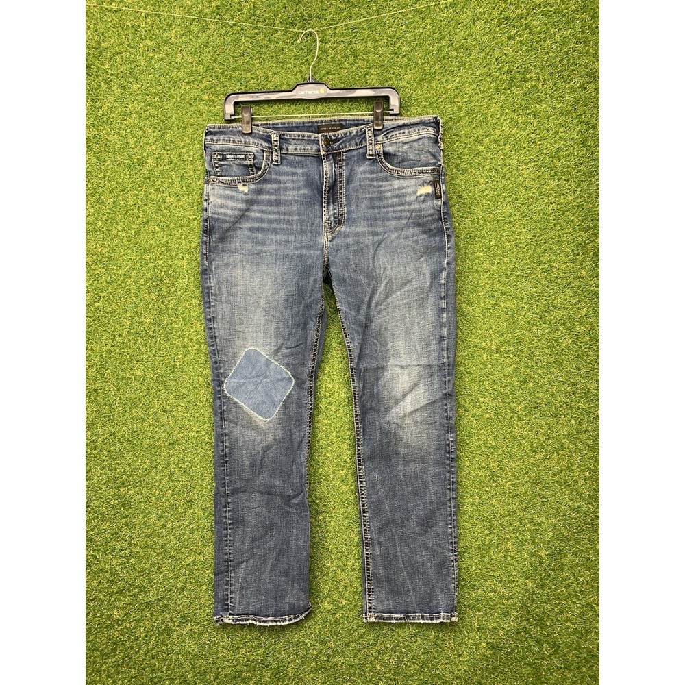 Silver Jeans Mens 38x30 Grayson Medium Wash Thick Stitch Y2K Loose Bootcut